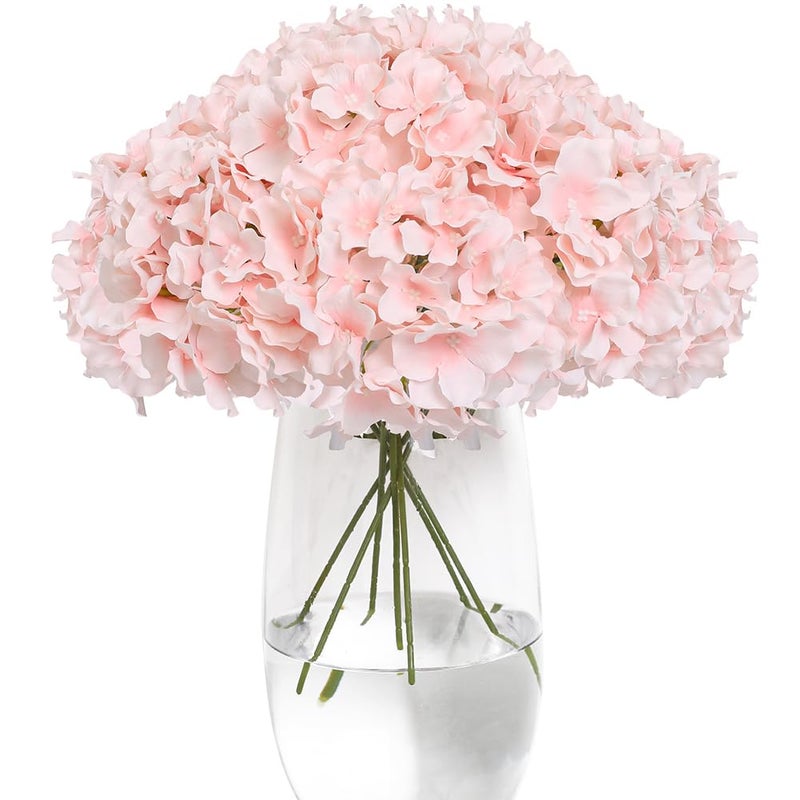 Tifuly Hydrangea Artificial Flowers -12 pcs Realistic Fake Hydrangea Silk Flowers with Stems Faux Hydrangea Flowers Heads for Office Home Party Wedding Centerpiece DIY Floral Decor (Pink) - Image 1